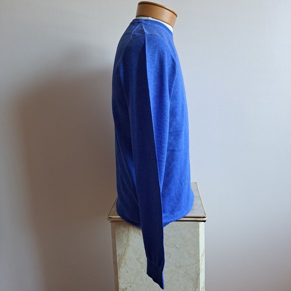NWT Men's Patrick Assaraf 100% Cotton Crew Neck Blue Pullover Sweater Size M - Picture 5 of 13